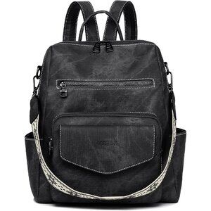 Stylish Women's Convertible Backpack Purse - Water-Resistant Design in Black